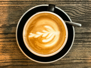 Top View of a Creamy Caffe Latte in a Cup