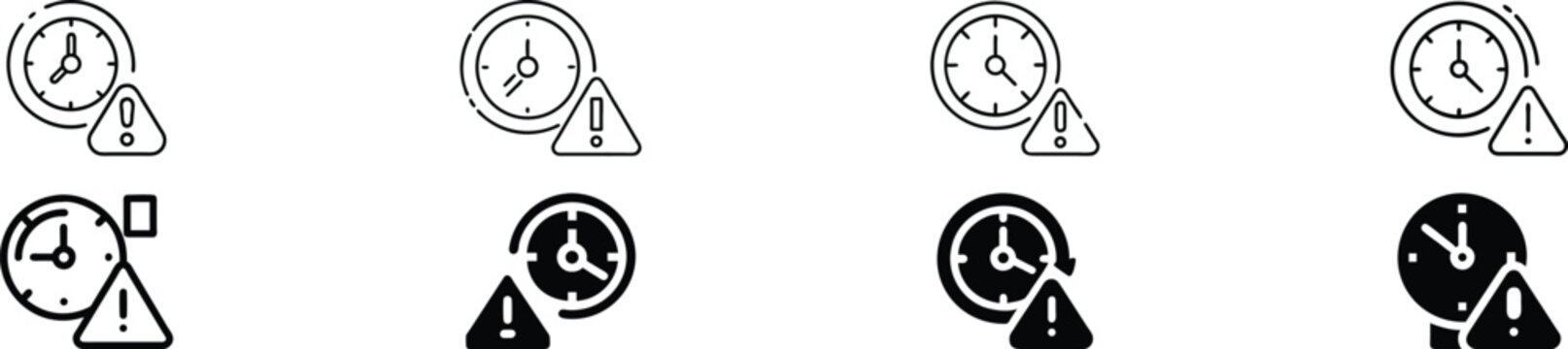 Probation Period Icon with Clock and Warning Symbol Representing Employee Trial Duration, Temporary Work Evaluation Phase, HR Contract Assessment Timeline, Workplace Alert and Employment Policy Icon