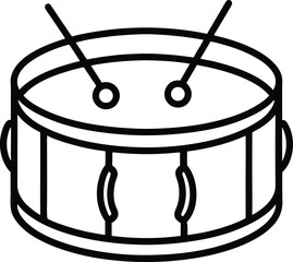 Minimalist Snare Drum Line Art Clean Black Outline for Patriotic Independence Day Designs