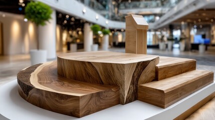 A wooden structure with a stage and steps