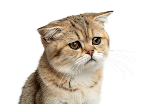 Adorable Scottish Fold Cat with Sad Expression A Close-Up Portrait