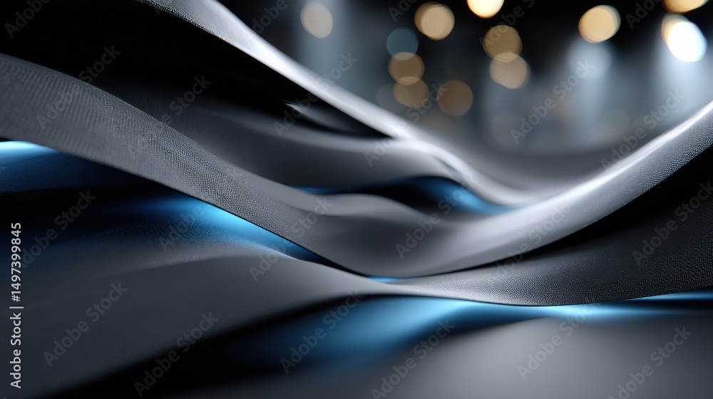 Poster a black and white image of a wave with a blue tint