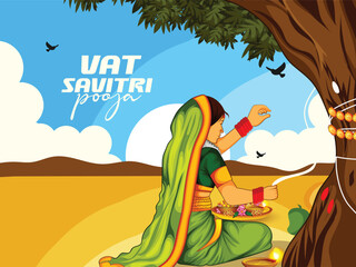 Vat Savitri Pooja illustration vector art