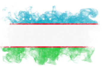 Distressed Uzbekistan flag artfully displayed with faded hues and textured surface, evoking a sense of national identity and