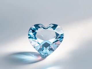 Fototapeta premium Crystal Heart. A Stunning Light Blue HeartShaped Gemstone Displaying Brilliance and Beauty