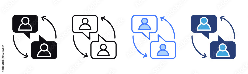 Poster communication icon sheet multiple style collection
