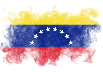 venezuela Distressed texture image of a yellow, blue, and red country outline with stars against a black background representing vibrant