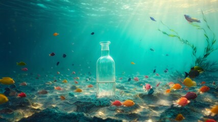empty bottle underwater