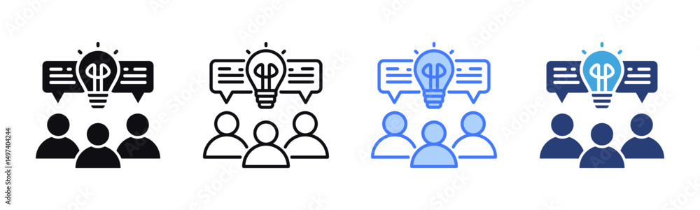 Poster discussion icon sheet multiple style collection