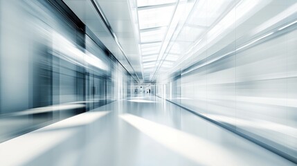 Obraz premium Abstract Blurred Motion in a Modern Interior Hallway with Skylights