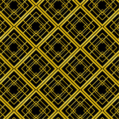 Luxury Golden Flame Wave Seamless Pattern on Black Background