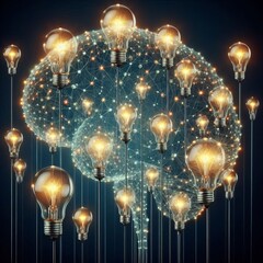 Obraz premium Light bulbs traveling through brain