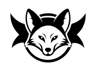 Obraz premium Stylish black and white fox logo design. Bold, symmetrical logo featuring three stylized fox heads.