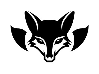 Fototapeta premium Stylish black and white fox logo design. Bold, symmetrical logo featuring three stylized fox heads.