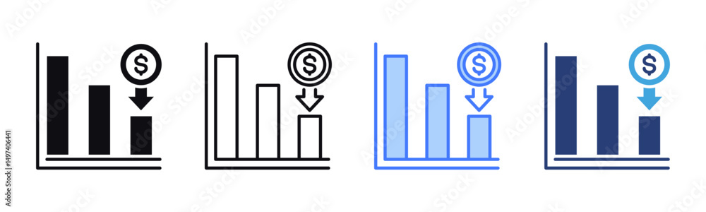 Poster Reduce Cost icon sheet multiple style collection