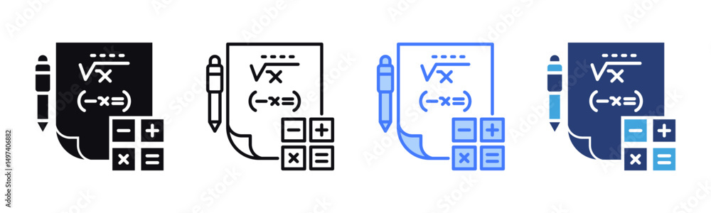 Poster Mathematics icon sheet multiple style collection