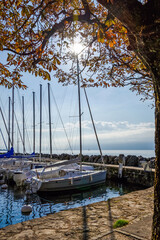 Ville sur les rives du lac Léman en Suisse dans la région viticoles de Lavaux