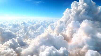 Aerial View of Fluffy Cloud and Blue Sky