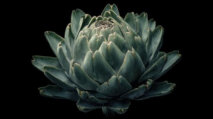 Obraz premium Artichoke portrait in dramatic lighting against a stark black backdrop