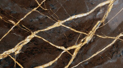 A brown and gold marble with a pattern of lines and swirls