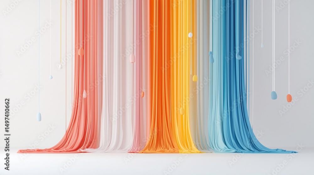 Aufkleber abstract minimal colorful flowing lines on white background