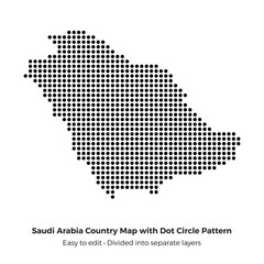 Obraz premium Geometric Dot Circle Pattern Vector Art of Saudi Arabia Country Map