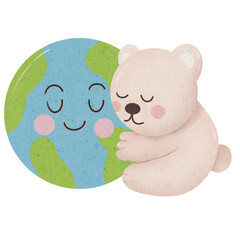 polar bear with earth