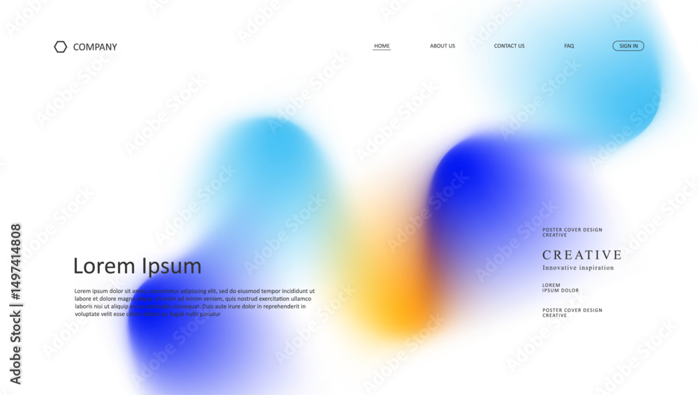 Poster abstract wave futuristic design of landing page. retro gradient mesh website design