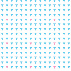Seamless pattern with blue and pink triangles on white background. Perfect for fabric, gift wrap, notebooks, digital stories, wallpapers, rugs, branding, and kids&rsquo; products.