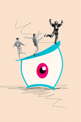 Sketch image trend artwork photo collage of huge eye control escape focus spy surveillance search...