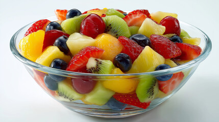 Colorful Fruit Salad on White Background