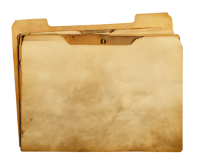 Organizing files in an office setting with old folders, cut out transparent