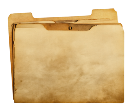 Organizing files in an office setting with old folders, cut out transparent