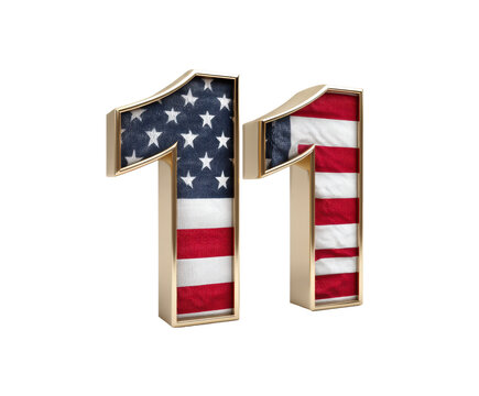 American flag themed numbers for patriotic celebration events, cut out transparent