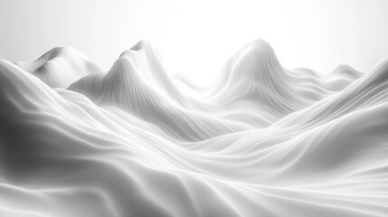 Obraz premium Abstract monochrome landscape with smooth, flowing, white mountain ranges.