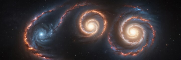 Distant galaxy swirls with glittering starlight ,  exploration,  observation