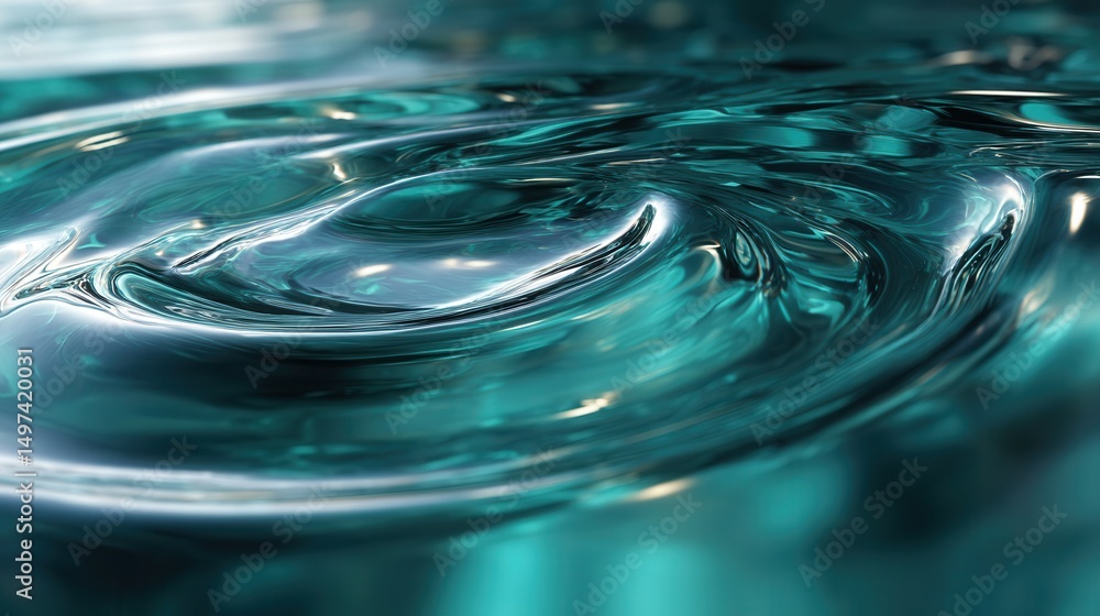 Poster a wave of water with a shiny surface