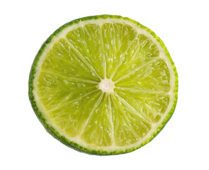 Fresh lime slice with vibrant green color for culinary use, cut out transparent