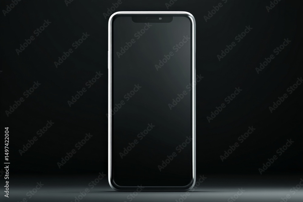Poster modern smartphone displayed against a dark background showcasing minimalistic design and sleek appea