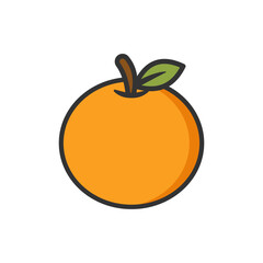 Vector illustration of an orange fruit on a white background. Fruit icon with solid line style