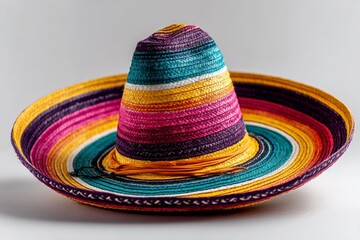 Colorful sombrero displayed on a neutral background showcasing vibrant patterns and textures available for festive occasions