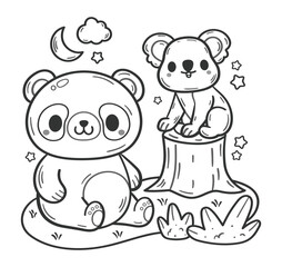 Hand drawn coloring book illustration