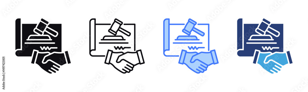 Poster Contract Law icon sheet multiple style collection