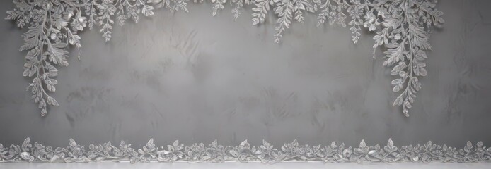 Soft backdrop with luxurious silver leaf lace trim,  ornate,  pattern,  invitation