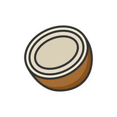 Vector illustration of an coconut fruit on a white background. Fruit icon with solid line style