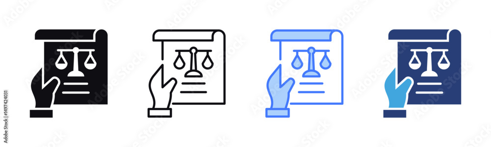 Poster legal document icon sheet multiple style collection