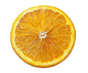 Sliced orange showcasing juicy texture and vibrant color, cut out transparent