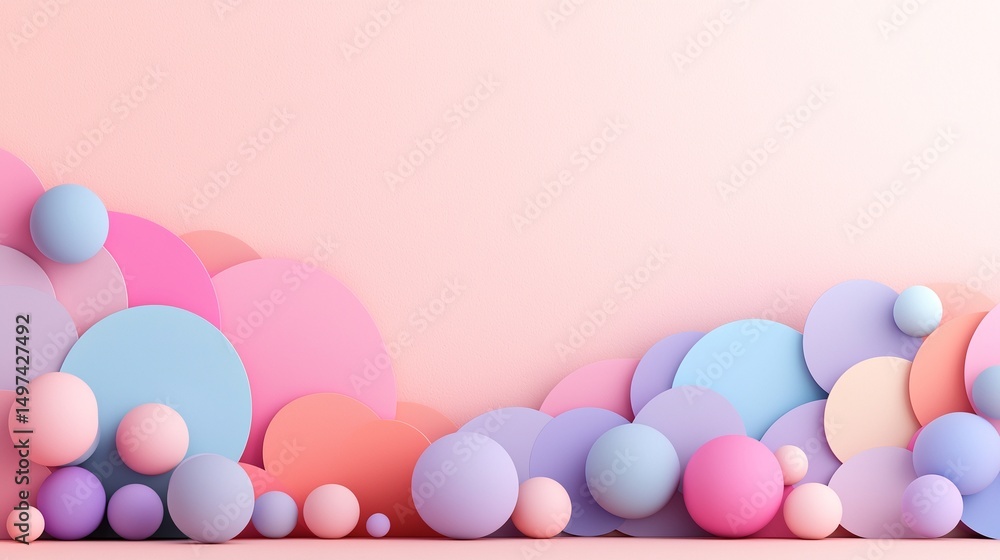 Poster pastel abstract shapes over soft gradient background