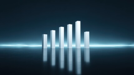 Obraz premium Abstract White Bars Reflecting in Dark Blue Water Minimalist Graphic Design