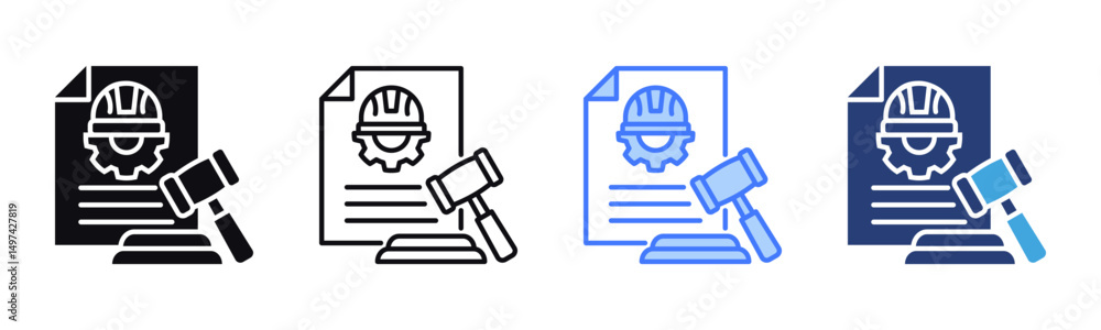 Poster labor law icon sheet multiple style collection